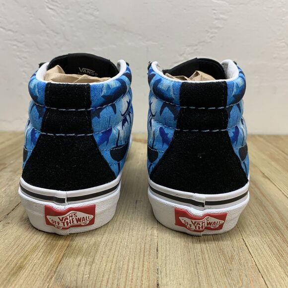 VANS® Kids US Size 2.5 Sk8-Mid Reissue V Shark Swim Sneakers Skater Black Blue - Picture 4 of 9